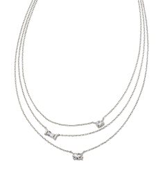 Mayel Silver Multi Strand Necklace in White CZ
