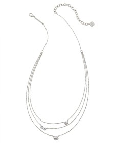 Mayel Silver Multi Strand Necklace in White CZ