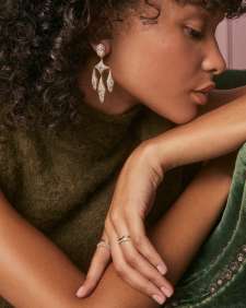 Remi 14k Yellow Gold Band Ring In White Diamonds