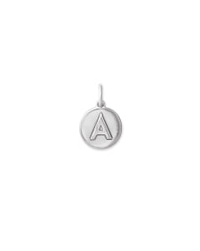 Letter A Coin Charm in Oxidized Sterling Silver