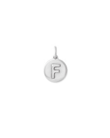 Letter F Coin Charm in Oxidized Sterling Silver