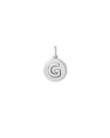 Letter G Coin Charm in Oxidized Sterling Silver
