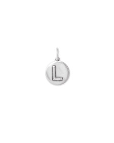 Letter L Coin Charm in Oxidized Sterling Silver