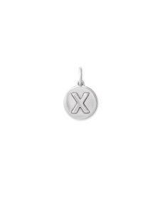 Letter X Coin Charm in Oxidized Sterling Silver