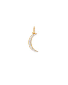 Crescent Moon 18k Gold Vermeil Charm in White Diamond
