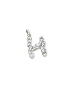 14k White Gold Letter H Charm in White Diamond