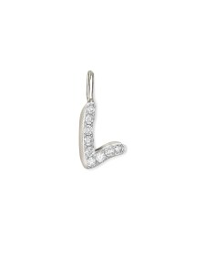 14k White Gold Letter L Charm in White Diamond