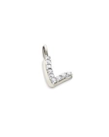 14k White Gold Letter L Charm in White Diamond