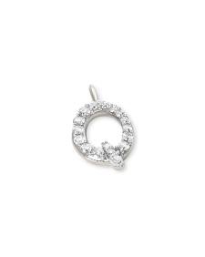 14k White Gold Letter Q Charm in White Diamond