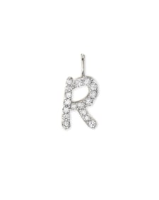 0.12 ct 14k White Gold Letter R Charm in White Diamond