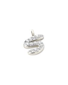 14k White Gold Letter S Charm in White Diamond