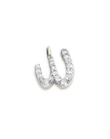 0.12 ct 14k White Gold Letter W Charm in White Diamond