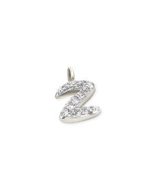 14k White Gold Letter Z Charm in White Diamond