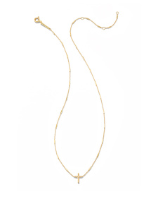 Delicate Cross Pendant Necklace in 14k Yellow Gold