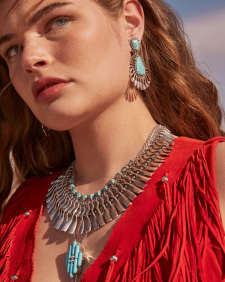 Ember Silver Bolo Necklace in Variegated Turquoise Magnesite