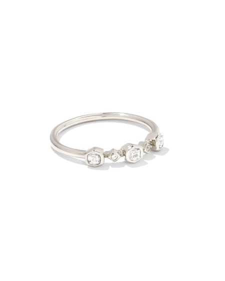 Davie Sterling Silver Trio Band Ring in White Sapphire