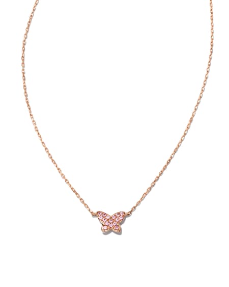 Butterfly 14k Rose Gold Pendant Necklace in Pink Sapphire