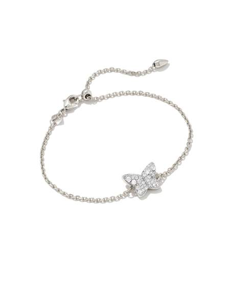Lillia Butterfly Silver Delicate Bracelet in White CZ