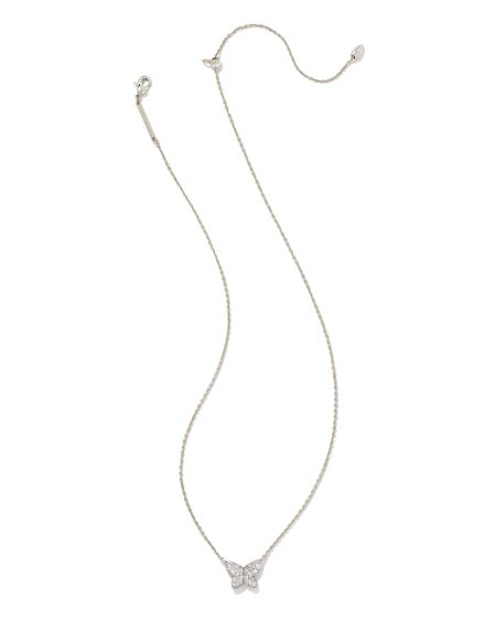 Lillia Butterfly Silver Pendant Necklace in White CZ