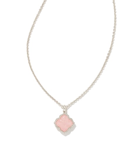 Mallory Silver Pendant Necklace in Rose Quartz