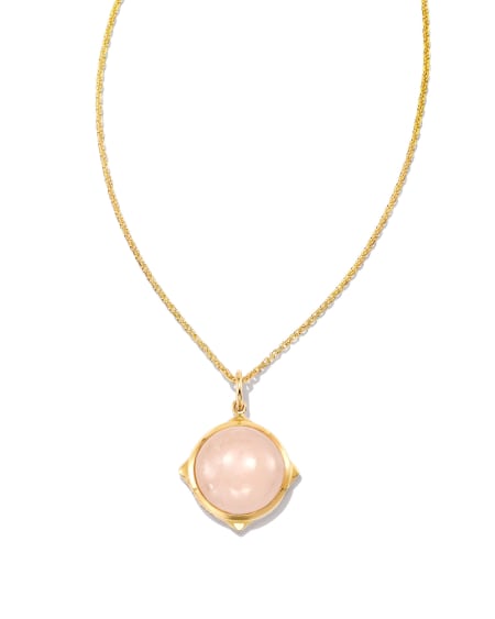 Matilda Stone Charm Necklace in Rose Quartz