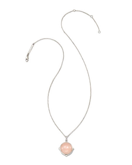 Matilda Sterling Silver Stone Charm Necklace in Rose Quartz