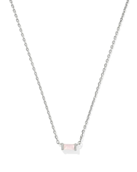 Juliette Silver Pendant Necklace in Rose Quartz