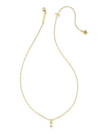 Phoebe Gold Short Pendant Necklace in White Crystal