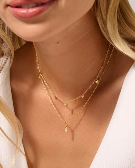 Phoebe Gold Short Pendant Necklace in White Crystal