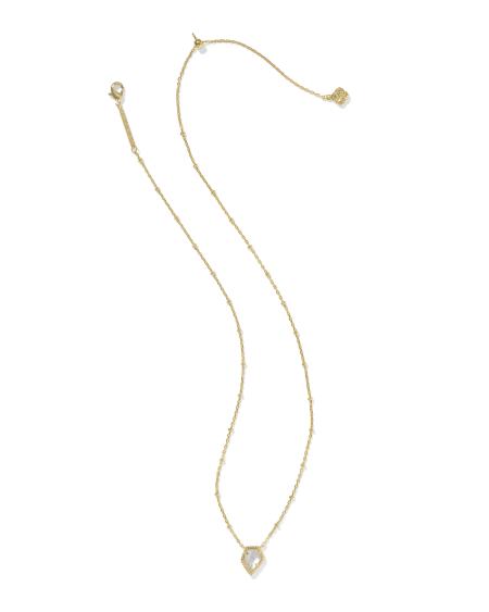 Framed Gold Tess Satellite Short Pendant Necklace in Ivory Mother-of-Pearl