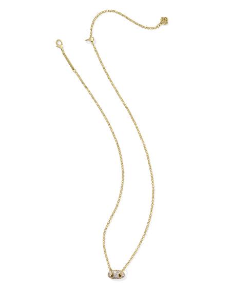Bailey Gold Pave Short Pendant Necklace in White CZ