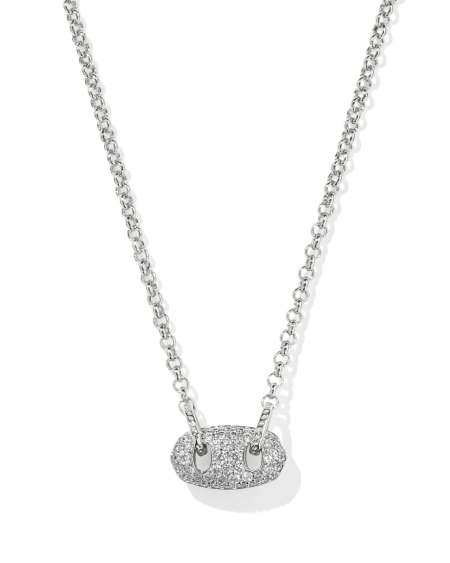 Bailey Silver Pave Short Pendant Necklace in White CZ