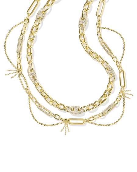 Bailey Gold Pave Convertible Statement Necklace in White CZ