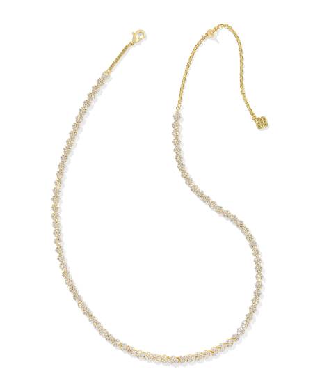 Emery Gold Tennis Necklace in White CZ