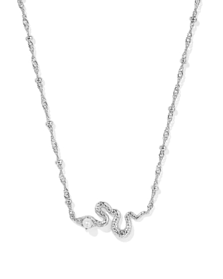 Lyle Silver Snake Short Pendant Necklace in Freshwater Cultured Pearl