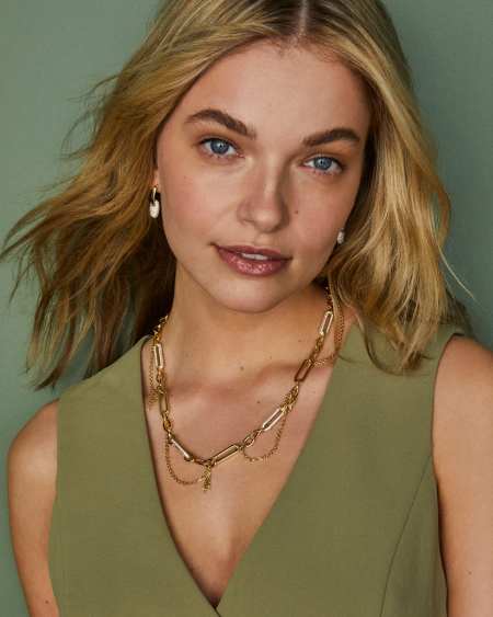 Bailey Gold Pave Convertible Statement Necklace in White CZ