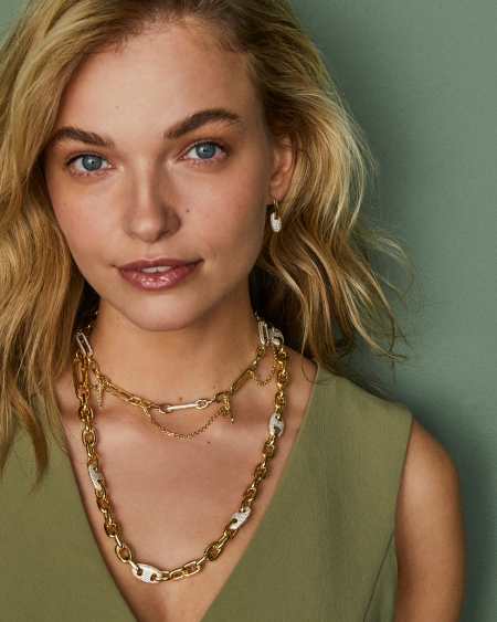 Bailey Gold Pave Convertible Statement Necklace in White CZ