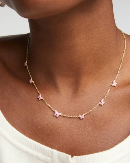 Lillia Butterfly Gold Enamel Strand Necklace