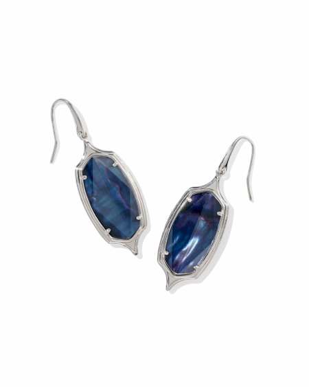 Dani Stepped Frame Silver Drop Earrings