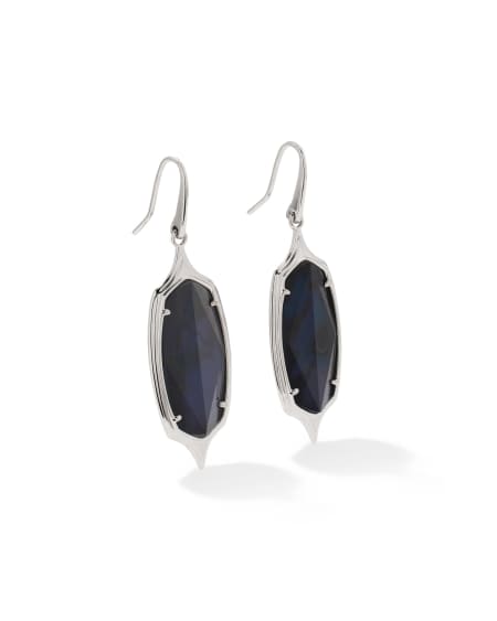 Dani Stepped Frame Silver Drop Earrings