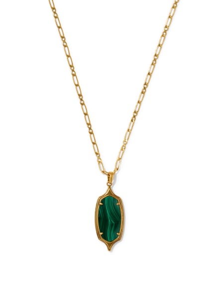 Dani Stepped Frame Vintage Gold Long Pendant Necklace