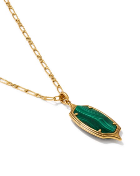 Dani Stepped Frame Vintage Gold Long Pendant Necklace
