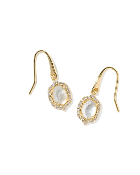 Daphne Crystal Frame Gold Drop Earrings