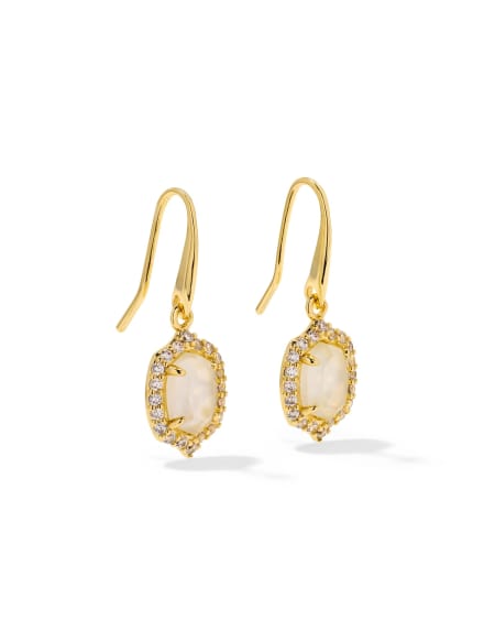 Daphne Crystal Frame Gold Drop Earrings