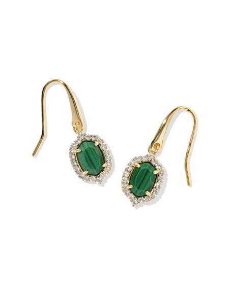 Daphne Crystal Frame Gold Drop Earrings