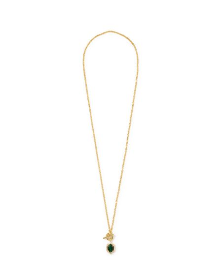 Daphne Crystal Frame Gold Toggle Necklace
