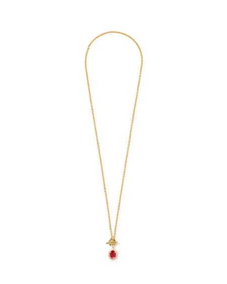 Daphne Crystal Frame Gold Toggle Necklace