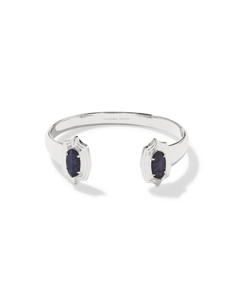 Elton Stepped Frame Silver Cuff Bracelet