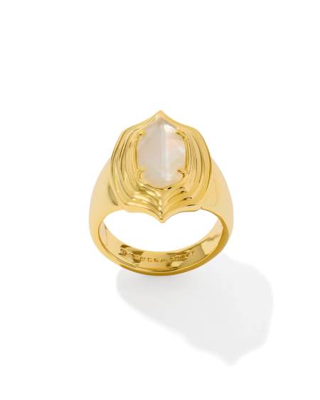 Elyse Stepped Frame Gold Cocktail Ring