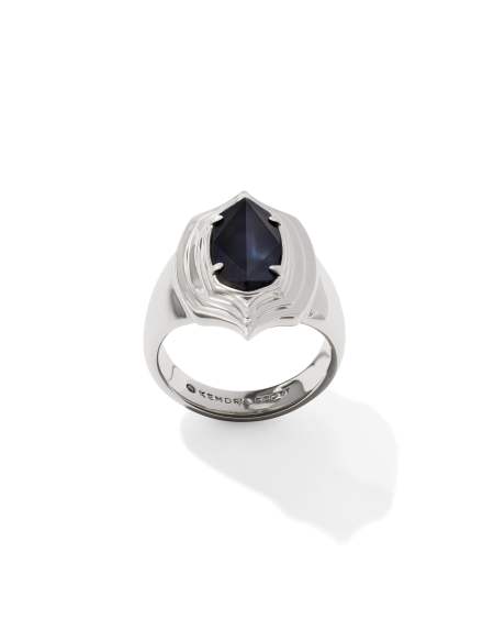 Elyse Stepped Frame Silver Cocktail Ring